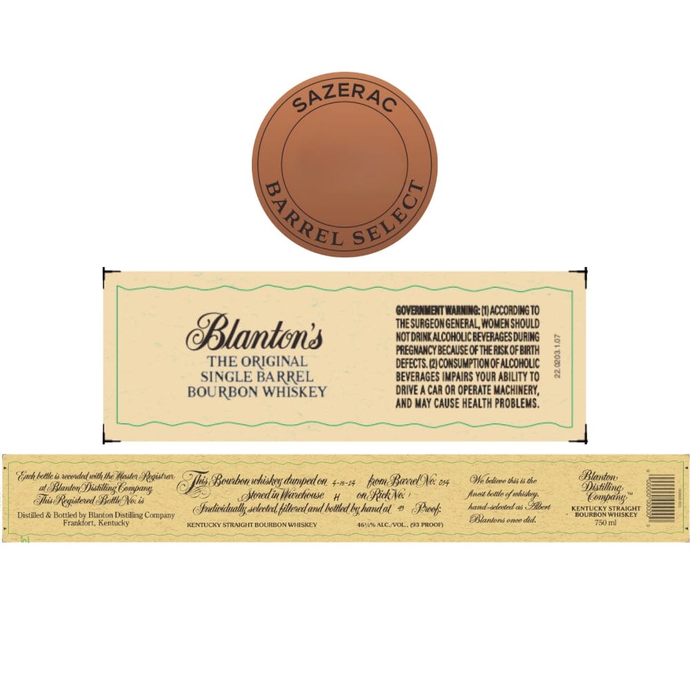 Blanton’s Single Barrel Bourbon Sazerac Barrel Select